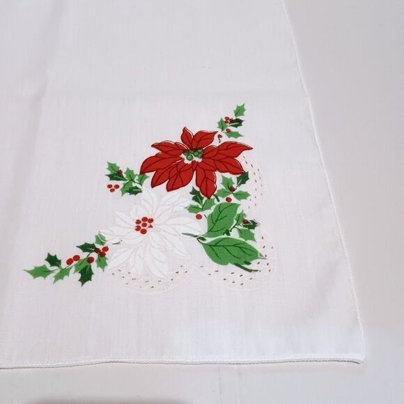 Vintage Poinsettia & Holly Cloth Napkins-Lot of 3-Christmas-Holiday-16" Square - Picture 3 of 6